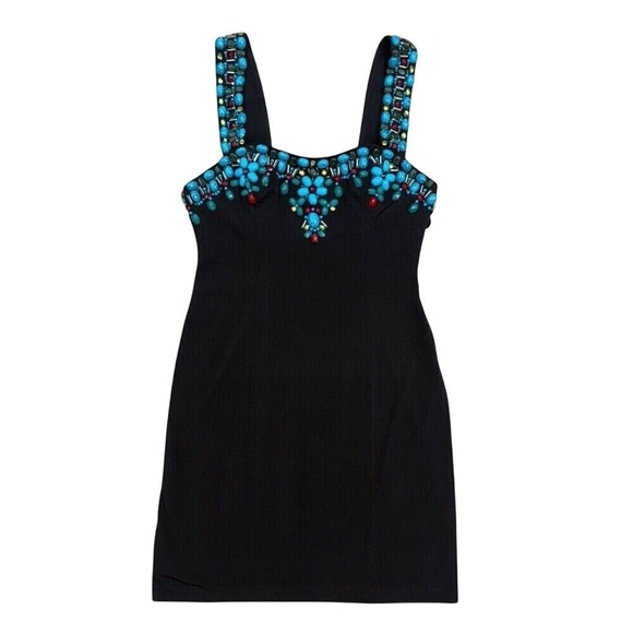 Muse Boston Proper Sheath Dress Beaded Jewel Neck Sleeveless Party Black‎ Size 4 - Picture 1 of 12